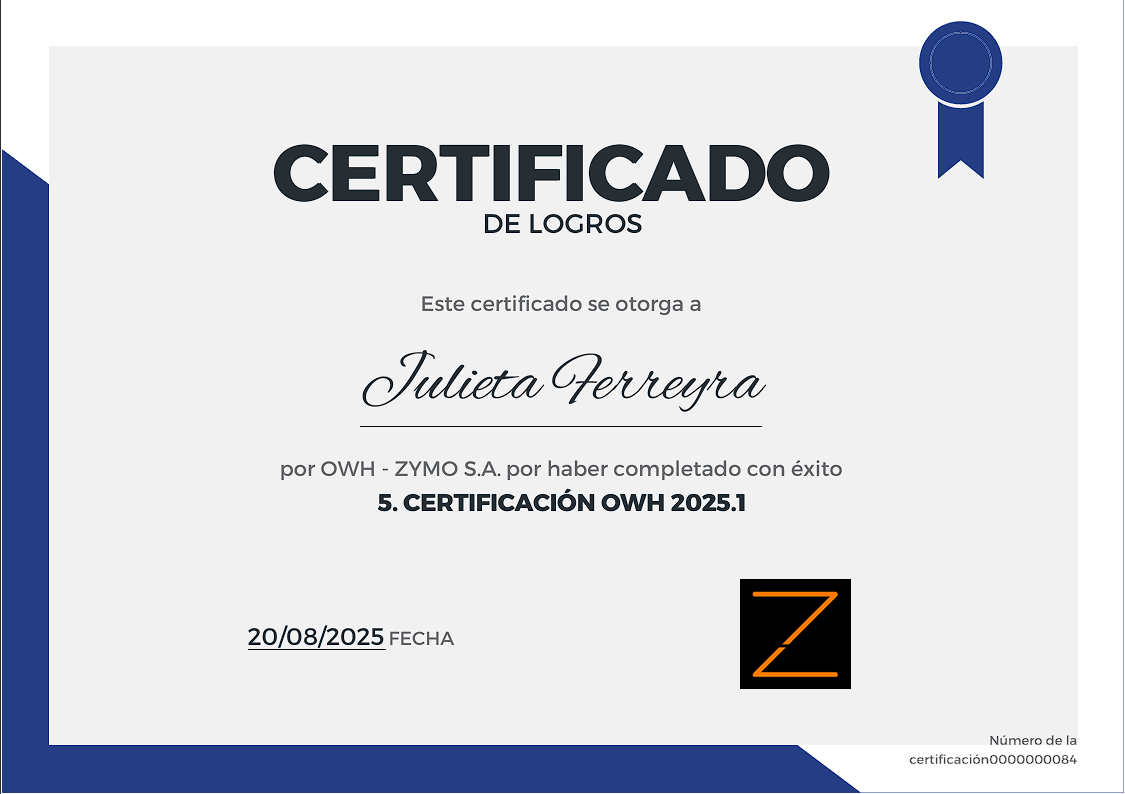 Certificado Zymo por completar todo el curso