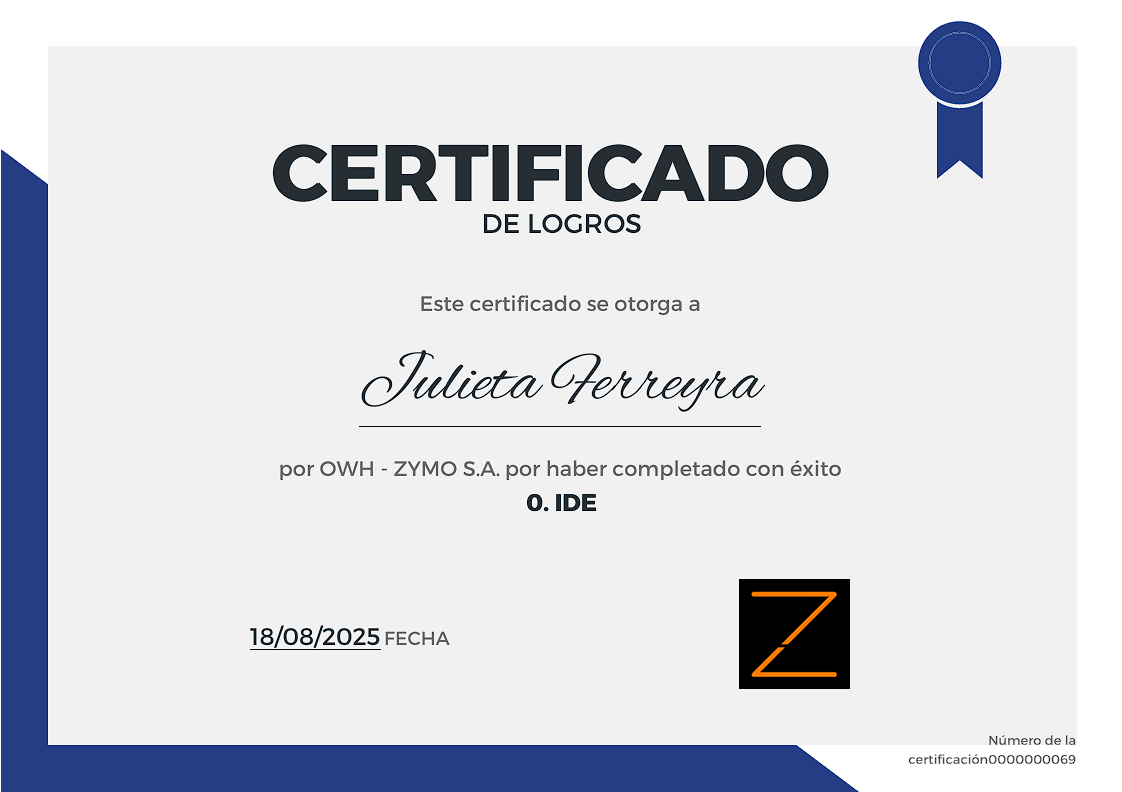 Certificado Zymo por completar la primera parte