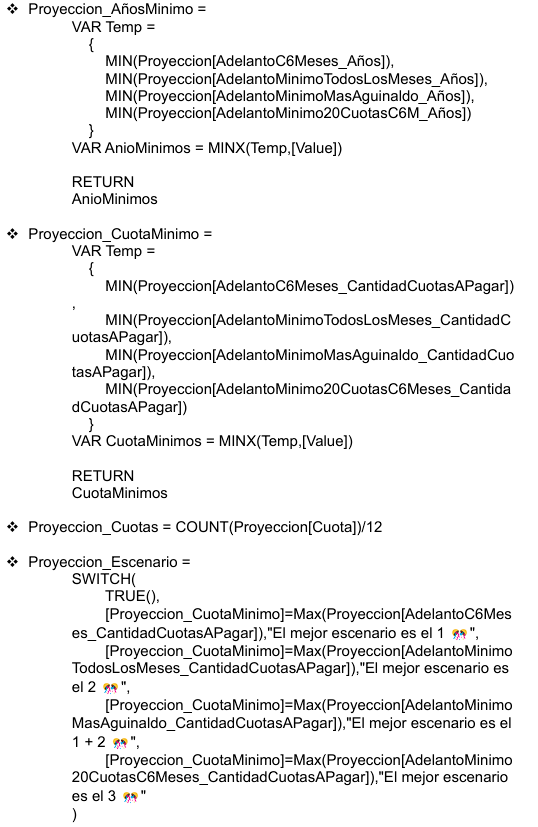 Medidas para calcular el mejor escenario